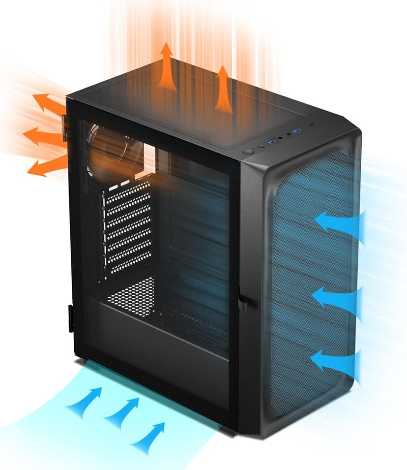 DARKROCK EC2 Black ATX Mid Tower PC Case, Type-C Ready, Supports 50 Series Graphics Cards, Tempered Glass Side Panel, up to 8 x 120mm Cooling Fans & 1 x 360mm Radiator, 1 x Pre-Installed Fan