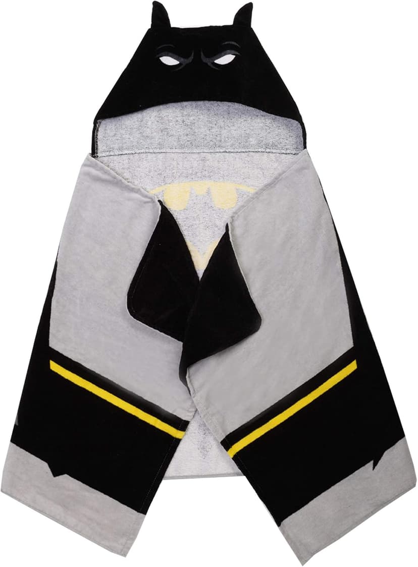 Batman Kids Bath/Pool/Beach Super Soft Cotton Terry Hooded Towel Wrap, 24" x 50", By Franco