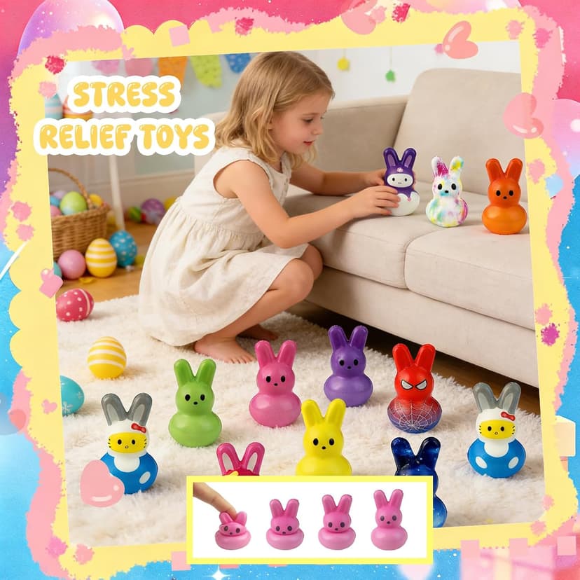 30Pcs Bunny Slow Rising Squishy Toys,Bulk Stress Relief Fidget Toy Squeeze Bunny for Kids,Treasure Chest Prizes, Classroom Prizes for Boys Girls B0FSKHRB4G
