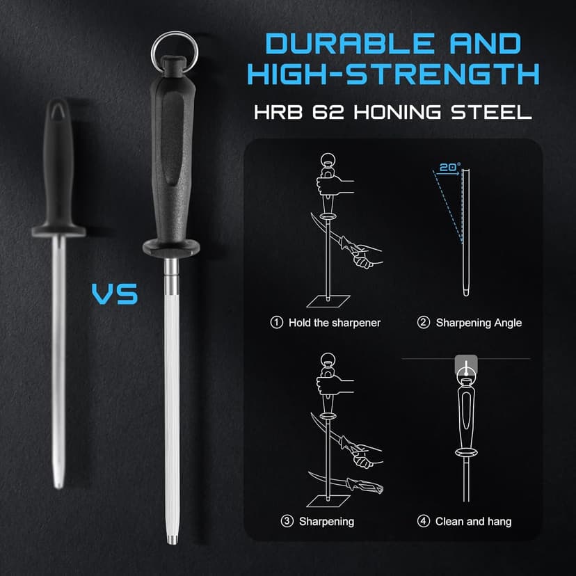 Fillet Knife Kit Combo, Fishing Knives and Honing Rod, Ultra-Sharp G4116 German Stainless Steel, Non-Slip Handle, Durable Storage Bag, Fishing Gifts for Men