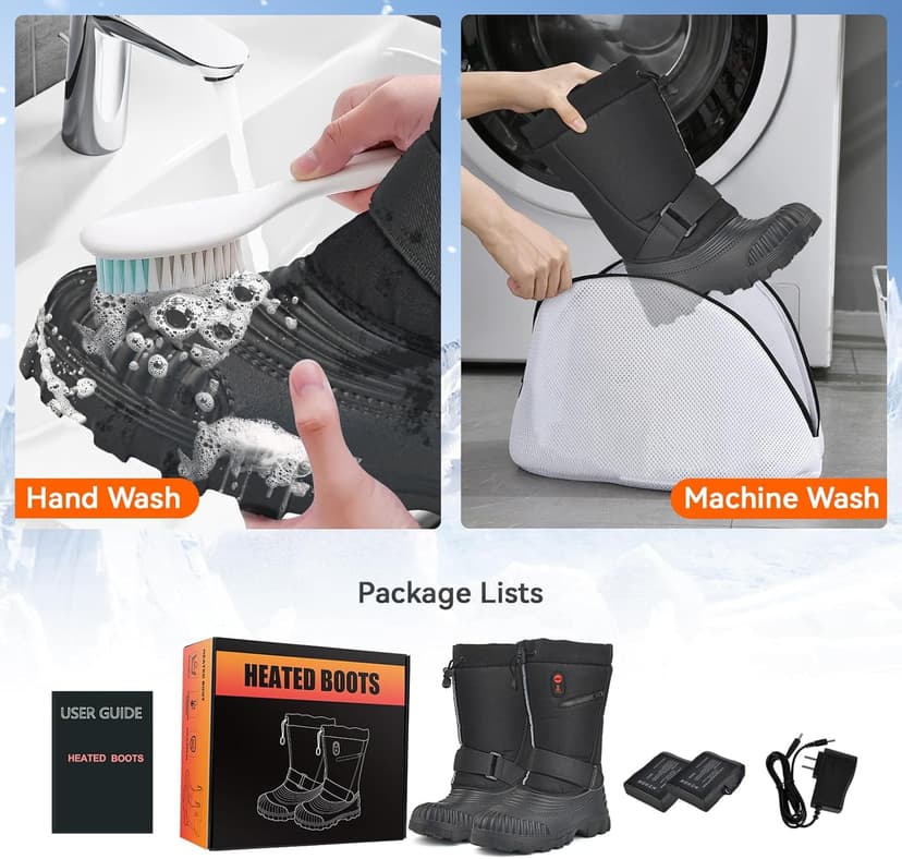 DEORFGO Heated Snow Boots for Men Women, Waterproof Insulated Shell, Hiking Winter Snow Boots, Insulated Fur Liner, Warm Outdoor Tall Boots