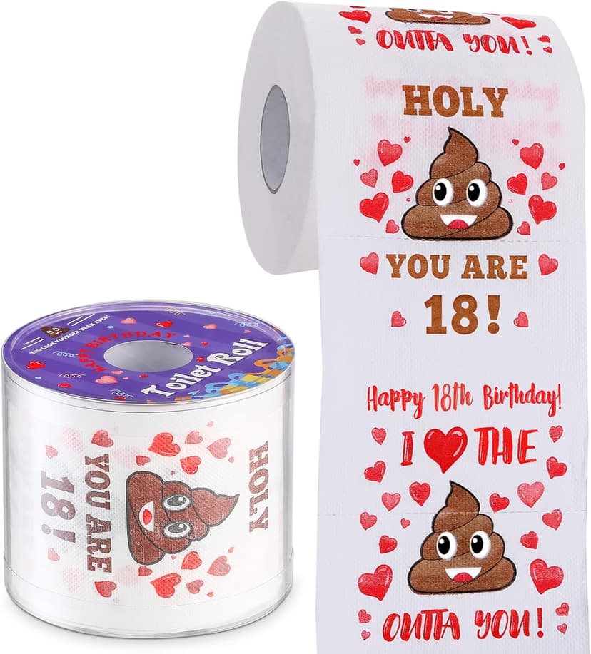 18th Birthday Gifts for Boys or Girls - Happy Prank Toilet Paper - 18th Birthday Decorations, Party Supplies Favors - Novelty Bday Present for Him, Her, Friends - 18 Years Old Funny Gag Gift for Guys