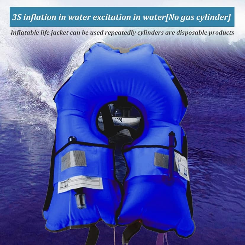 3-Pack 150N Automatic Inflatable Life Jacket – Adjustable Nylon Swim Vest with CO2 Inflation, Reflective Strips & Safety Buckle
