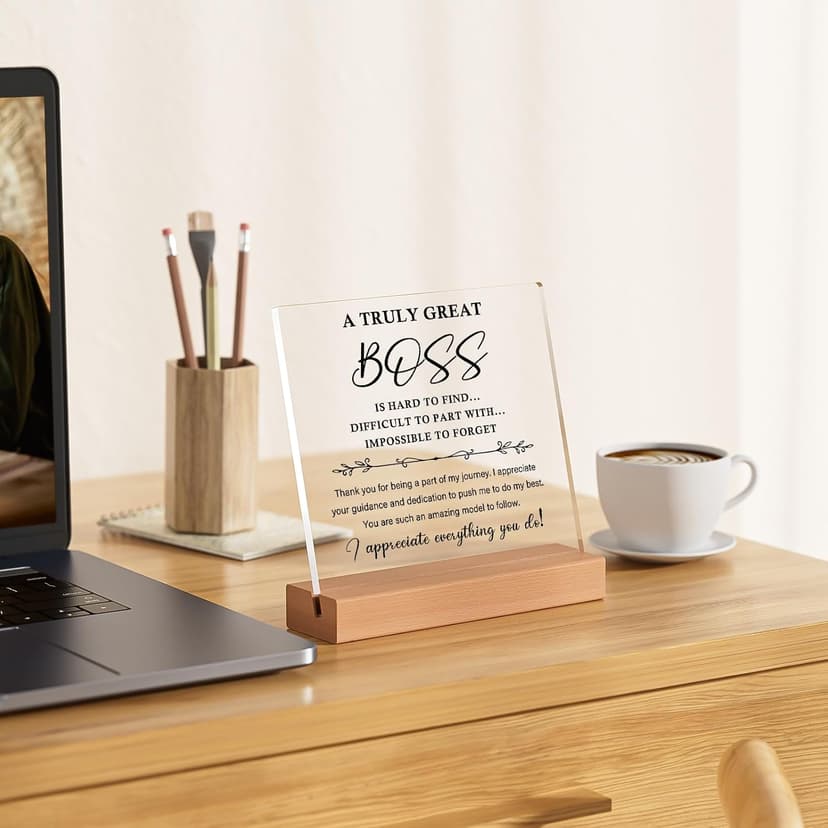 Best Birthday Thank You Retirement Farewell Gifts for Female Boss Leader, Boss Inspirational Gifts Appreciation Keepsake Funnli Boss Gifts for Women Men, Bosses Day Gifts for Boss Lady Plaque B0C6XJX64Z