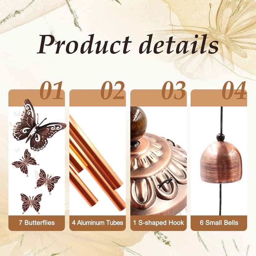 Butterfly Garden Decor for Patio Porch Balcony, Sister Birthday Gifts, Housewarming Gifts for Women, Mom Grandma Butterfly Wind Chimes for Outside, Memorial Wind Chimes, Gifts for Women B09PBWLWPK