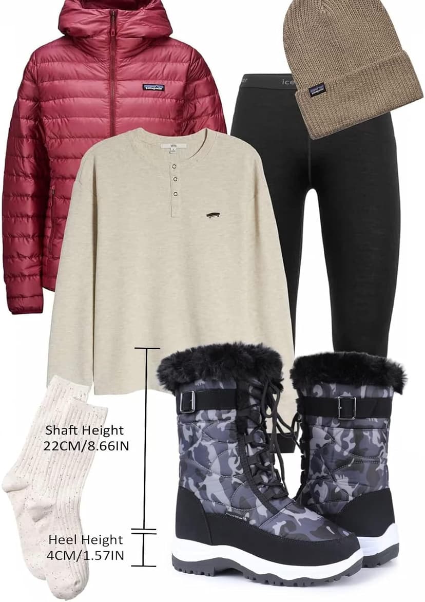 CIOR Women's Waterproof Winter Snow Boots Warm Faux Fur Lined Anti-Slip Cold Weather Boots