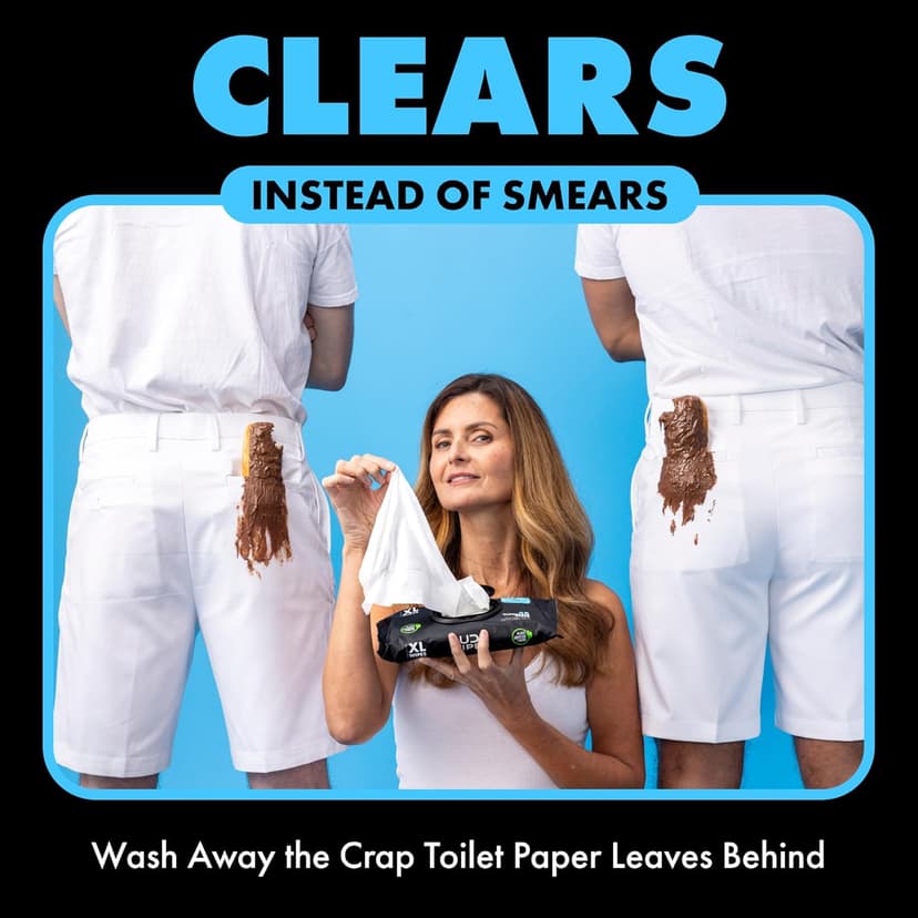 DUDE Wipes Wipes - Flushable Wipes - 6 Pack, 288 Wipes - Unscented Extra-Large Adult Wet Wipes - Vitamin-E & Aloe - Septic and Sewer Safe