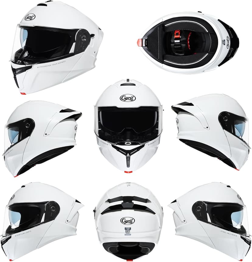 CYRIL Modular Motorcycle Helmet DOT, Flip Up Full Face Men Women, Glasses Compatible Dual Visor, Quick Release Shield, Bonus Smoke Visor & Bag for Street Bike ATV UTV Scooter Cruiser