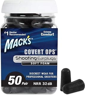 Mack's Covert Ops Soft Foam Shooting Ear Plugs, 50 Pair - 32 dB High NRR, 37dB SNR - Comfortable Earplugs for Hunting, Tactical, Target, Skeet and Trap Shooting