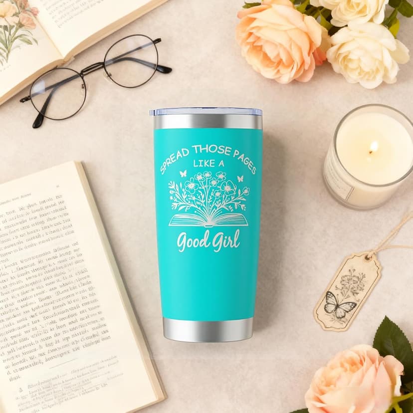Book Lovers Gifts for Women - 20oz Stainless Steel Tumbler with Lid Straws, Perfect Bookish Gift for Readers, Book Club Gifts, Reading Accessories for Bookworms