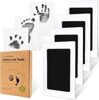 Newborn Keepsake, Dog Nose, Paw Print Kit, Clean Touch Ink Pads, Baby Handprints Footprints Kit, New Mom Gifts 4pk Inkless Baby Hand and Footprint Kit, Mess Free Ink Pads (Jet Black, R) B08N6KWS7T