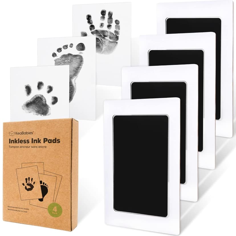 Newborn Keepsake, Dog Nose, Paw Print Kit, Clean Touch Ink Pads, Baby Handprints Footprints Kit, New Mom Gifts 4pk Inkless Baby Hand and Footprint Kit, Mess Free Ink Pads (Jet Black, R) B08N6KWS7T