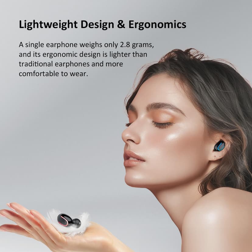 MOZC Wireless Earbuds Bluetooth 5.4, in Ear Lightweight Ear Buds with HiFi Stereo Sound & Deep Bass, Noise Cancelling Built-in Mics, 36H Playtime, IPX7 Waterproof Headphones for Sports, Android & iOS