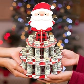Santa Claus Cash Cake Stand Surprise Xmas Gift Ideas for Him Her Son Daughter Grandkids Crafterlife Christmas Money Holder for Christmas Cash Gifts B0D9ND5QXH
