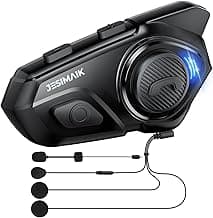 JESIMAIK Motorcycle Helmet Bluetooth Headset, 10 Way 2KM Helmet Communication System, Multitasking Audio Motorcycle Intercom, 2 Mics&40mm Speaker (1 Pack)