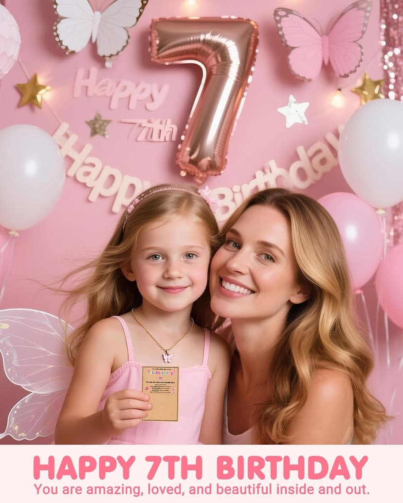 UNGENT THEM Pink Butterfly Necklace-Birthday Gifts for 5-11 Year Old Girl B0DZ6LL4Z9