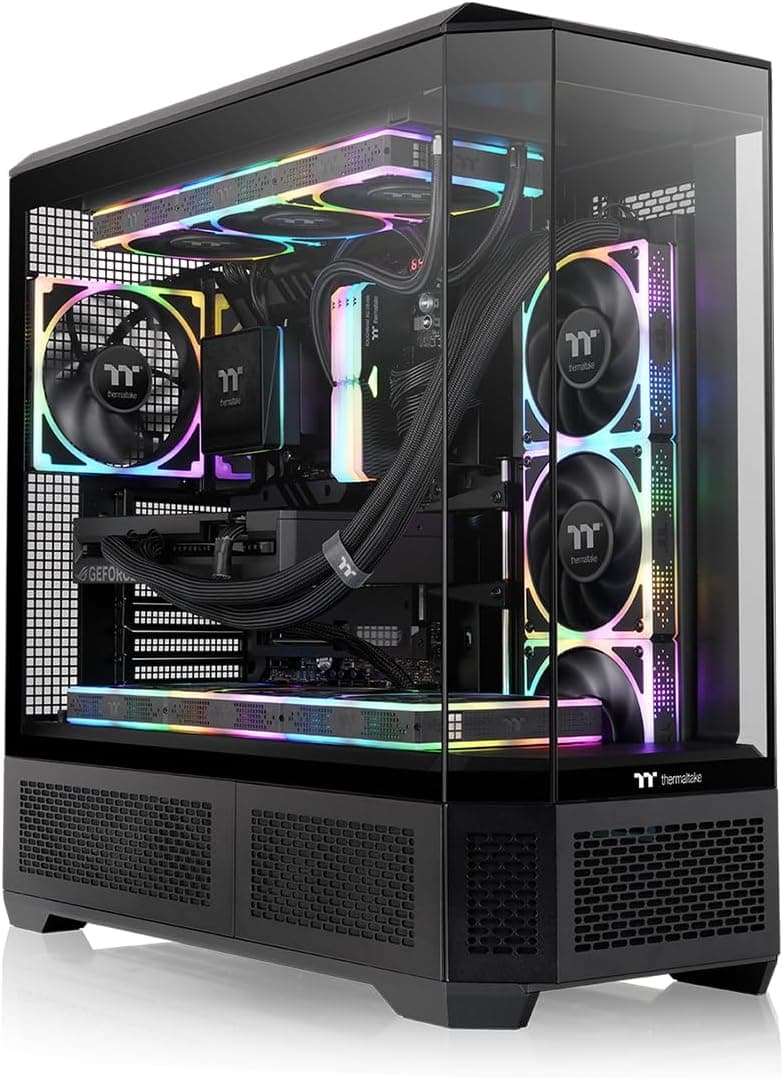 Thermaltake View 600 TG; Full Tower; 420mm Radiator Support; 480mm GPU Clearance; Hidden Connector Support; Rotatable PCIe Slots; 220mm PSU Clearance; Black; CA-11H-00F1WN-00