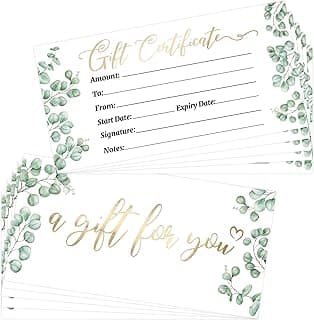 Ceiba Tree Blank Gift Certificates for Business 30 Pack Gold Foil Certificate Cards with Envelopes for Salon Restaurants Spa Birthday