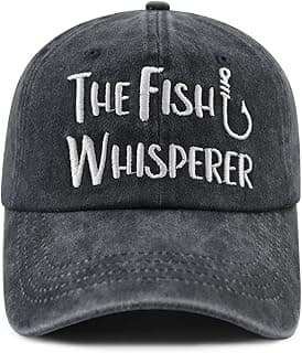 The Fish Whisperer Hat for Men Women, Funny Adjustable Cotton Embroidered Fishing Lovers Baseball Cap