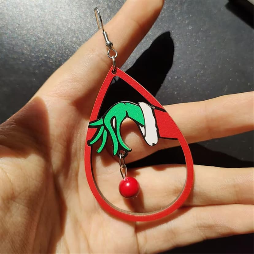 WCRAZYE Christmas Wood Earrings for Women Handmade Wooden Teardrop Dangle Earrings Christmas Xmas New Year Party Earrings Set Winter Holiday Jewelry Gift B0BNNNMHD4