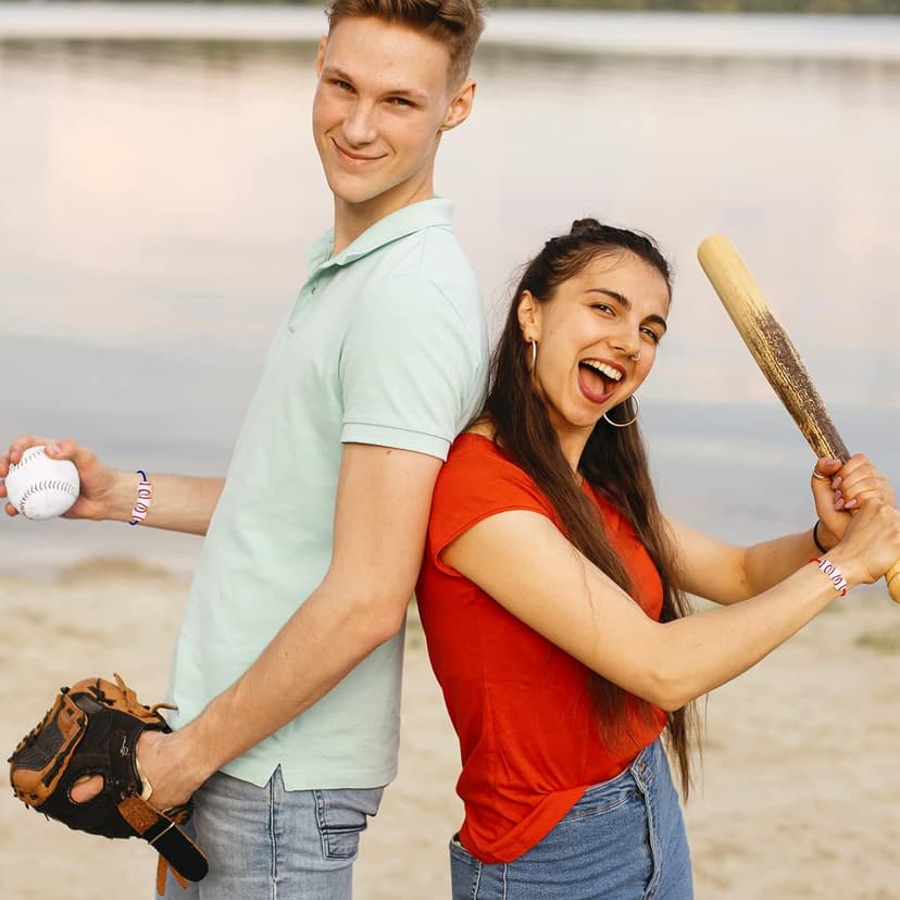 20 Pcs Sports Party Favors Charm Bracelets,Soccer Basketball Football Baseball Volleyball Bead Ball Bracelets Adjustable Inspirational Wristbands Sport Theme Birthday Party Favor Gifts for Teen Adults