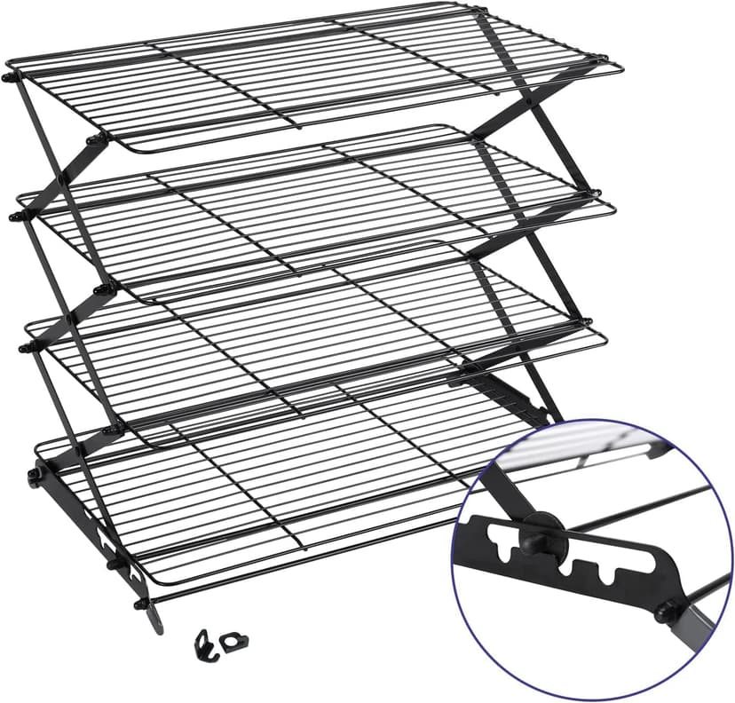 Geesta 2/3/4-Tier Upgraded Collapsible Cooling Rack with Adjustable 3 Setting Design Stackable Roasting Cooking Drying Wire Cooling Rack for Cookies Baking Gifts for Women B08BL5MP3Z