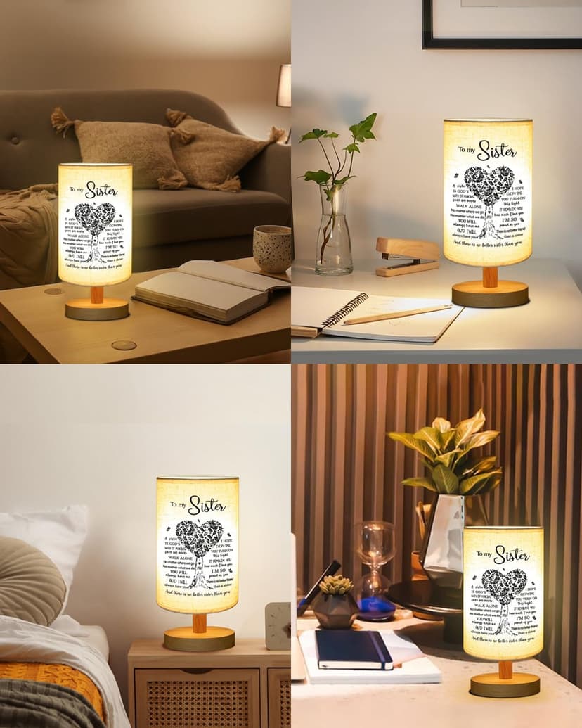 Sisters Gifts from Sister, to Sister Fabric Table Lamp, Sister Valentines Day Birthday Gifts for Sister, Bedside Table Lamp Gifts for Sisters from Sisters Adult