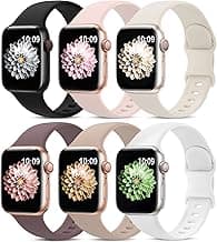 6 Pack Sport Bands Compatible with Apple Watch Band 38mm 40mm 41mm 42mm 44mm 45mm 49mm 46mm,Silicone Waterproof Strap for iWatch Apple Watch Series 11 10 9 Ultra 8 7 6 5 4 3 2 1 SE Women Men