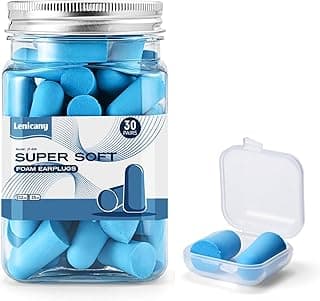 Lenicany 30Pair Soft Foam EarPlugs, 32dB Disposable Sound Blocking Noise Cancelling Ear Plugs for Sleeping/Concerts Loud Music/Shooting Guns/Work Construction, Hearing Safety Protection (Blue)