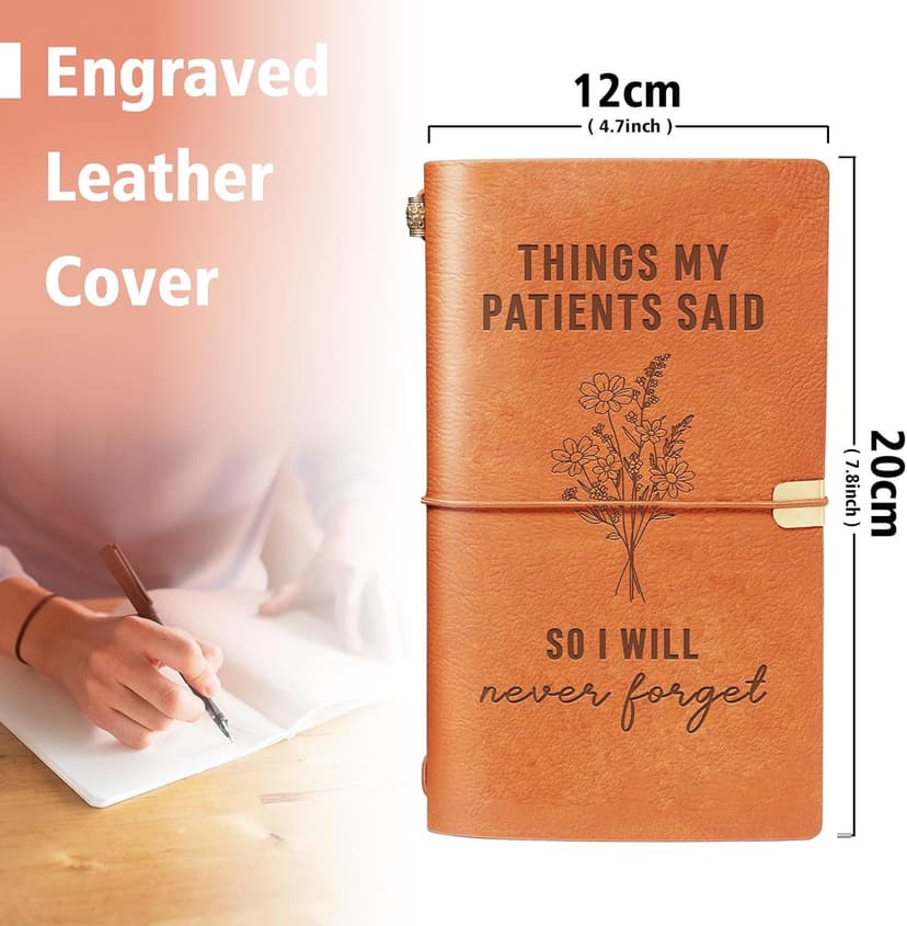 Nurses Appreciation Graduation Gifts for Women, LPN RN Nursing Student Gift for Nurses Week/Day, Engraved Refillable Notebook GiltGlimmer Nurse Gifts, Things My Patients Said Journal Leather Notebook B0GK6M9WZJ
