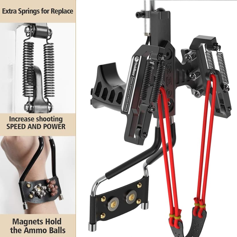 Goldboy Professional Slingshot, Wrist Rocket Slingshot with Red Beam Sight, Hunting Slingshot for Adults with 4 Rubber Bands Replacement and 220 Ammo for Adults