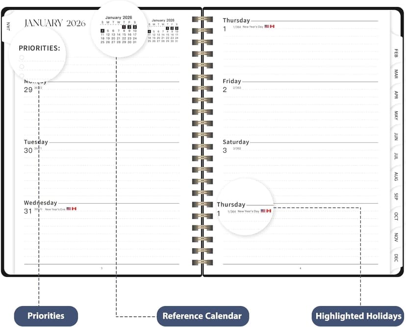 2026 Planner, Weekly and Monthly Calendar Academic Planner, Jan 2026 - Dec 2026, Planning Agenda Book for Desk Accessories and School Supplies - A5 (6.3'' x 8.5'')