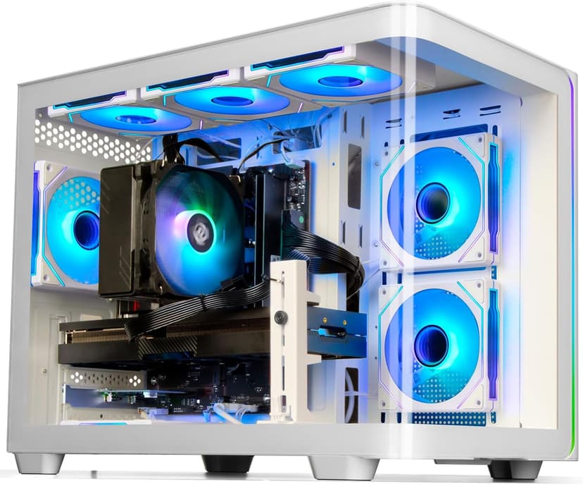 LXZ Gaming PC Desktop - Ryzen 7 9700X, Radeon RX 9060 XT 16GB, 32GB DDR5 RAM, 2TB NVMe 4.0 SSD, 850W PSU - Ready for 1440p & 4K 8K Gaming, VR, and Streaming Tower Computer (White)