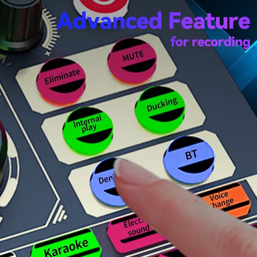 HALCONTORNO Podcast Sound Board F999 Plus - Music Mixer Board, Audio Mixer for YouTuber Streamer Music Gamer, Audio Interface, DJ Equipment Sound Card for Beginners (F999 Plus)