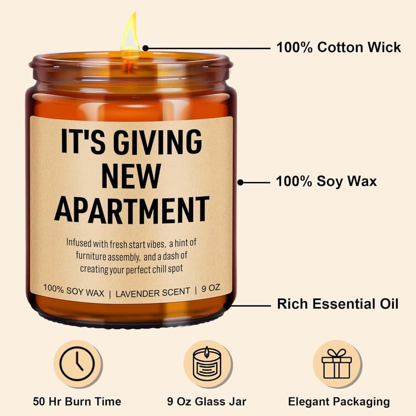 Funny Housewarming Candle, New Apartment Gifts, First Apartment, 1st Apt. Must Haves - Cute House Warming Gifts New Home for Men, Women, Couples - Closing Presents for Home Buyers - 9 oz