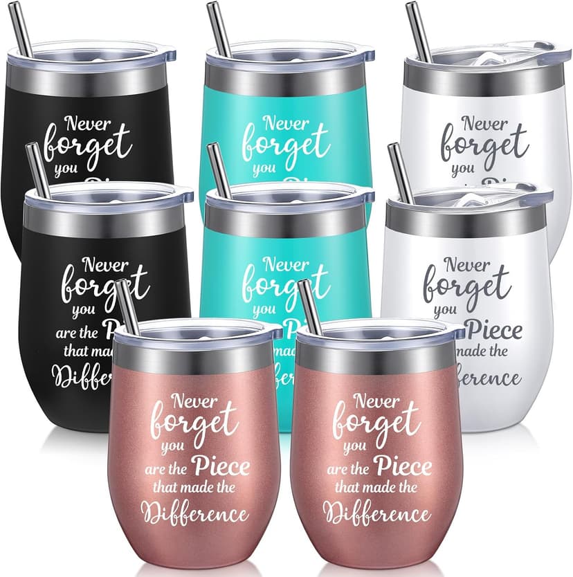 Insulated Stainless Steel 12 oz, Appreciation Gift for Teacher Employee, You Are Awesome, Birthday Graduation Present Sieral 8 Pcs Thank You Gifts for Women Appreciation Wine Tumbler, Cute B0BG2DVMFN
