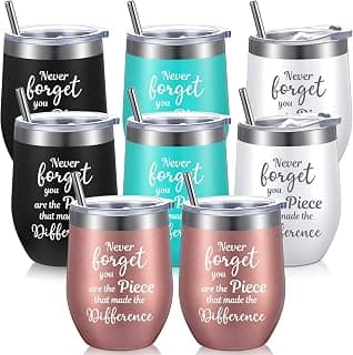 Insulated Stainless Steel 12 oz, Appreciation Gift for Teacher Employee, You Are Awesome, Birthday Graduation Present Sieral 8 Pcs Thank You Gifts for Women Appreciation Wine Tumbler, Cute B0BG2DVMFN