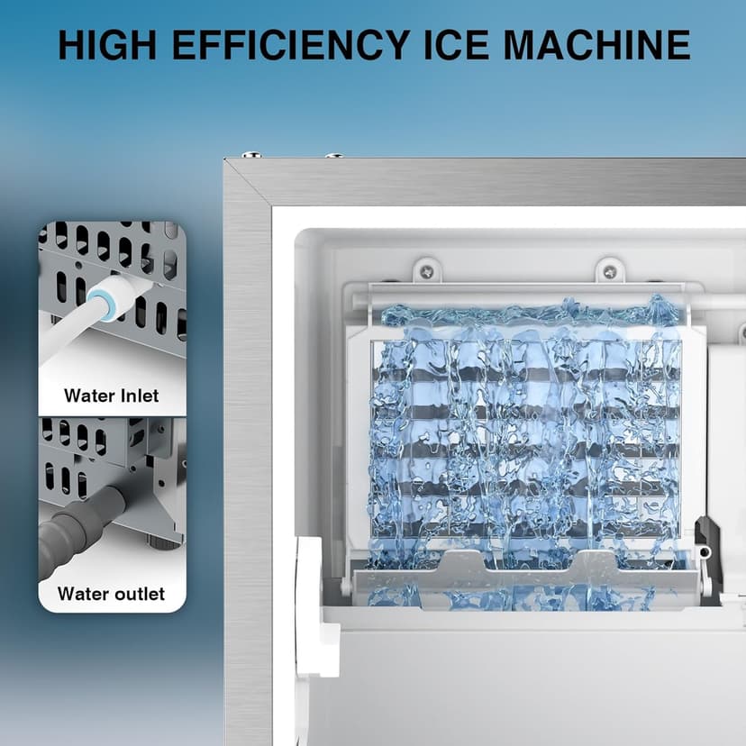 Mojgar ETL Approval Commercial Under Counter Ice Maker 100 Lbs/Day with 30 LBS Bin, 15" W Freestanding Built-in Ice Maker, Undercounter Ice Machine with Self Cleaning for Home/Bar/Restaurant，Silver