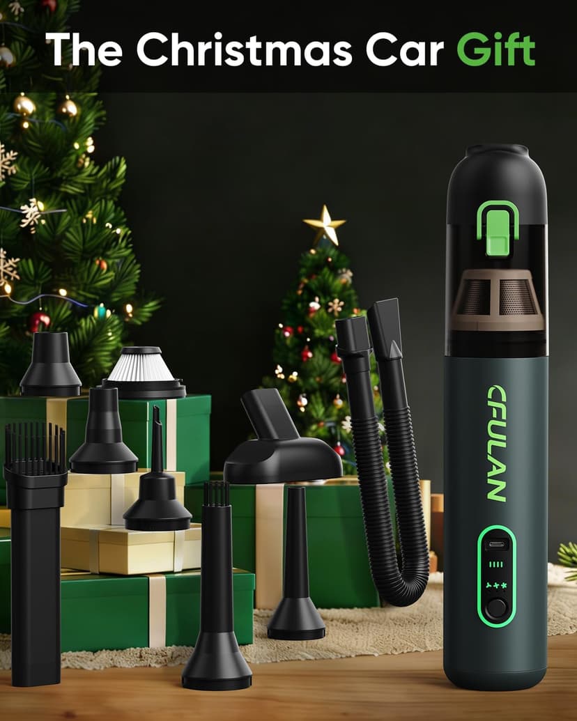 Car Vacuum Portable Cordless, 21KPa 4-in-1 Handheld Mini Vacuum Cleaner with 8 Attachments, 3 Suction Modes, One-Touch Empty, Type-C Charge, Hand Vacuum for Car, Home, Keyboard, Small Job