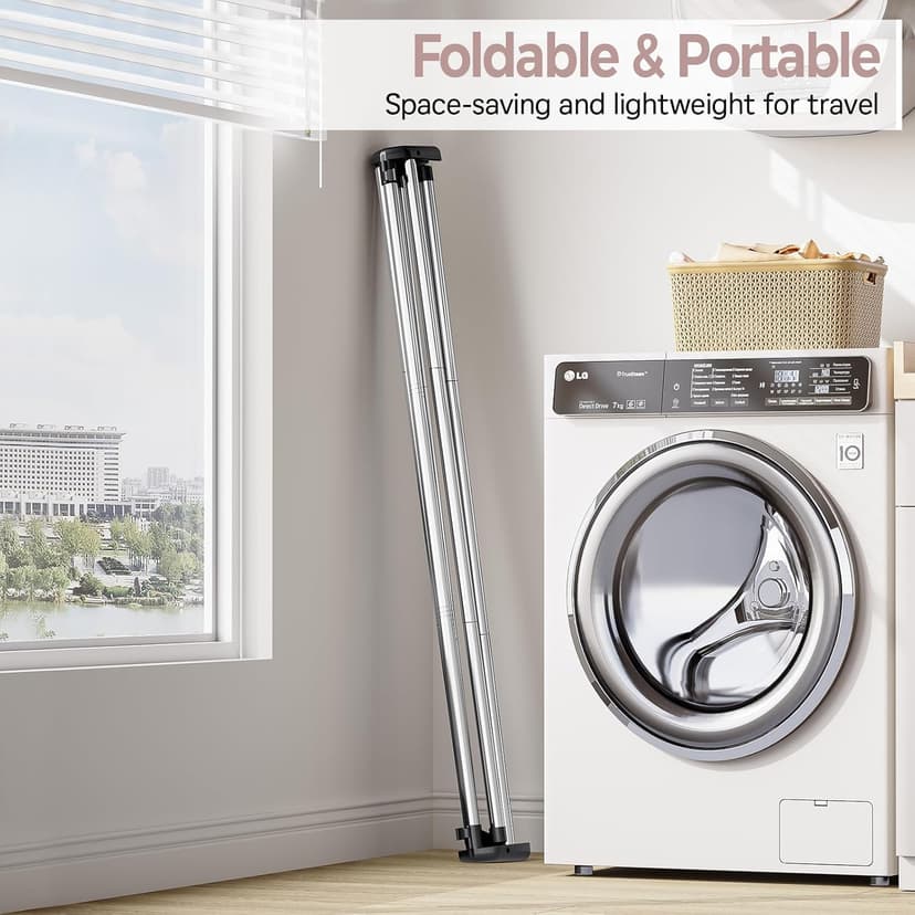 TOOLF Clothes Drying Rack Foldable, Laundry Drying Rack Stainless Steel, Portable Clothes Rack, Drying Rack for Clothing, Indoor Outdoor, Free-Standing, Large Capacity