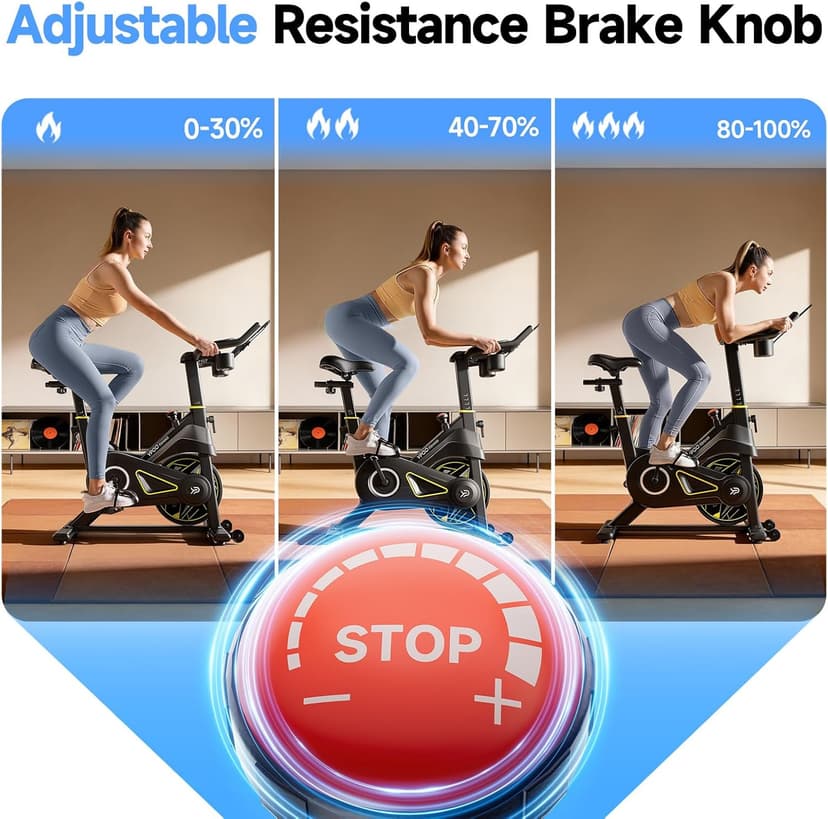 Exercise Bike, Adjustable Magnetic Resistance Stationary Bikes for Home Cardio with Exclusive App, Indoor Bike with 330lbs Weight Capacity Comfortable Seat, Tablet Mount and Fitness Courses