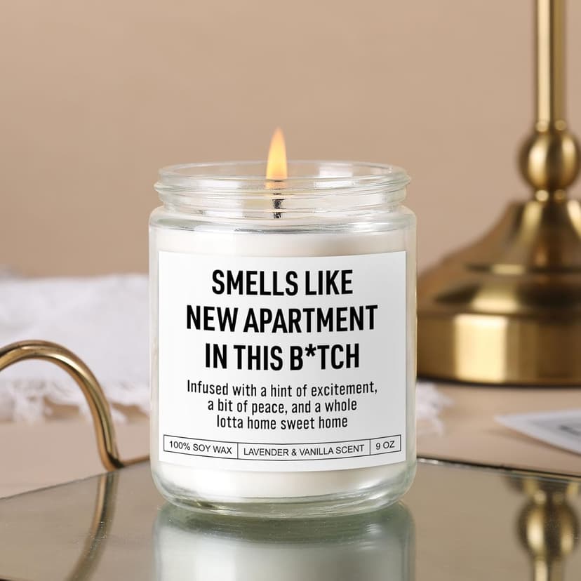 Funny Housewarming Candle, New Apartment Gifts, House Warming Gifts New Home for Men, Women, Couple, Family - First Apartment Essentials, 1st Apt. Must Haves - Closing Presents for Home Buyers