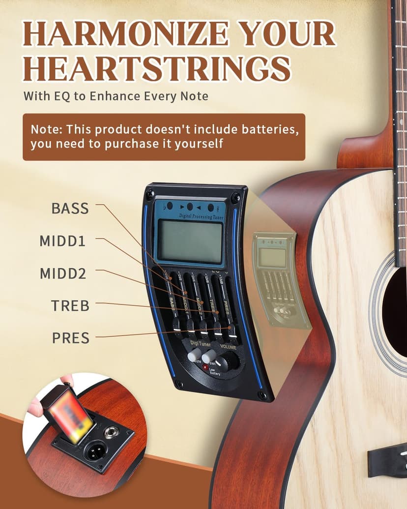 Ktaxon 41 Inch Cutaway Acoustic Electric Guitar, Full Size Manchurian Ash Body Beginner Guitars Kit with 15W Amp, Extra Strings & Capo Includes All Accessories (Natural)