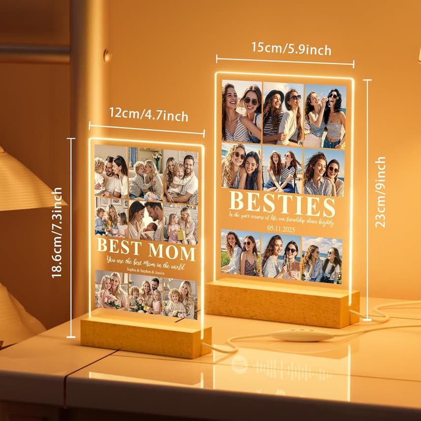 ALBK Personalized Best Friend Plaque Gifts - Personalized Bestie Birthday Gifts for Women, Custom Photo Plaque, Customized Presents for Friend Bestie Sister Couple Mum Dad B0GGB3X184