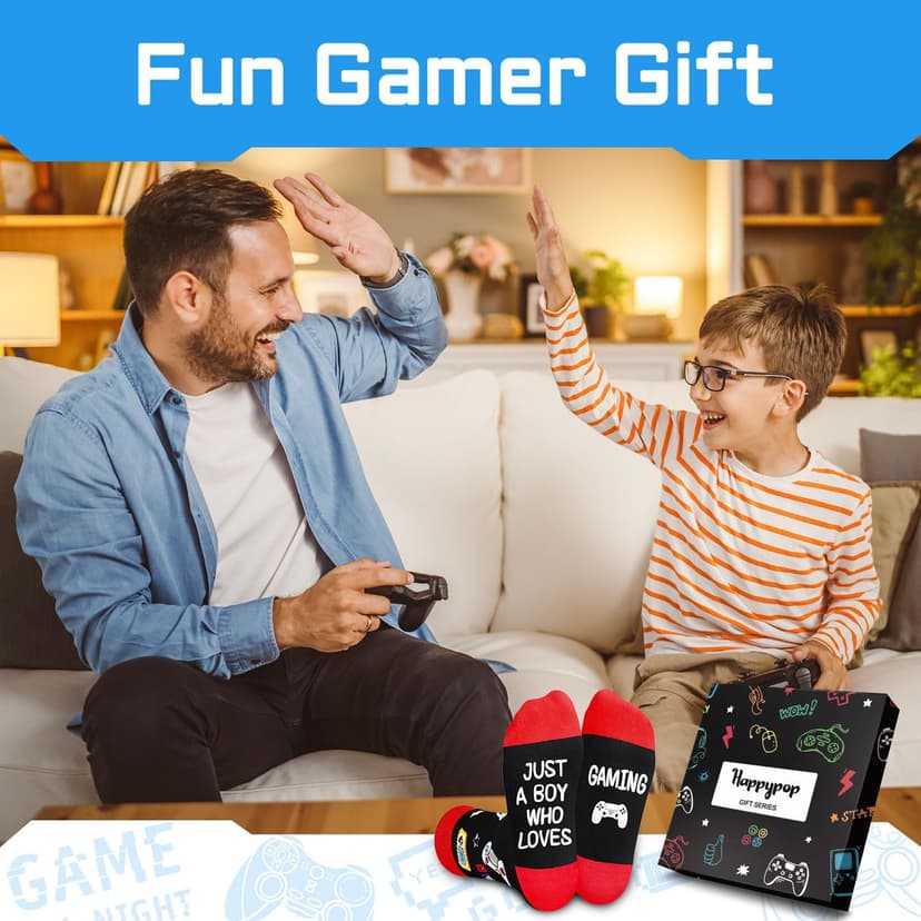 HAPPYPOP Gaming Gifts Teen Boys - Baseball Hockey Football Basketball Gaming Socks for Men