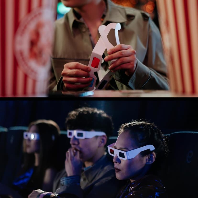 3D Paper Glasses for Movies and TV - Blue and Red Anaglyph Cardboard Glasses for Films