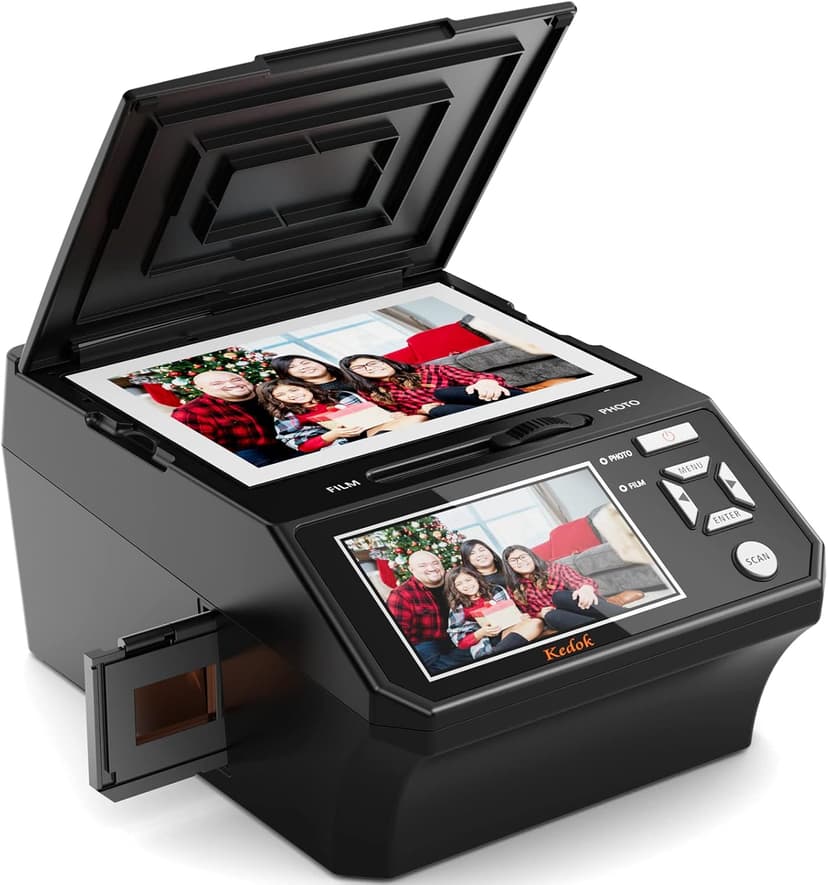 KEDOK Photo,NameCard,Slide & Negative Scanner with Large 5" LCD Screen,Film and Slide Digitizer-Convert 35mm,110 Film/Photo(3R,4R,5R)/NameCard to 22MP Digital JPEG-8GB SD Card Included