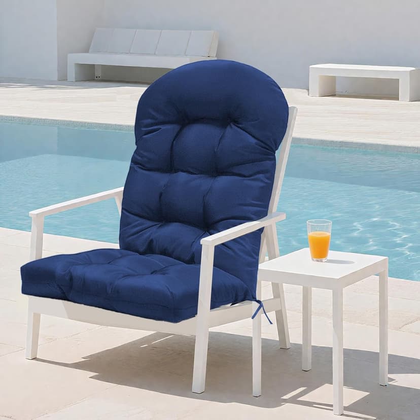 High Back Patio Chair Cushion, Outdoor Adirondack Chair Cushion Thick Seat Pad, Indoor Outdoor Chair Pad for Garden Furniture, 49x20x5 Inch, 2Pack (Blue)