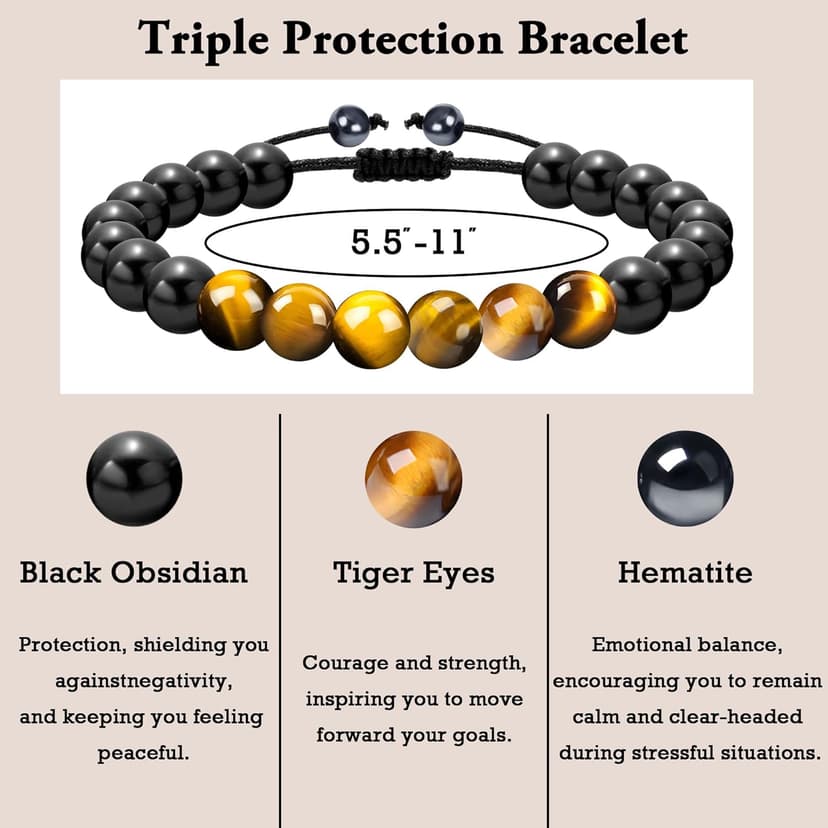 Sereney Christmas Gifts for Him Son Boys Bonus Dad Father Men Boyfriend Grandson Friend as Triple Protection ID Bracelets Birthday Gifts for 9 10 11 12 13 15 16 17 18 21 30 40 50 60 Year Old Men