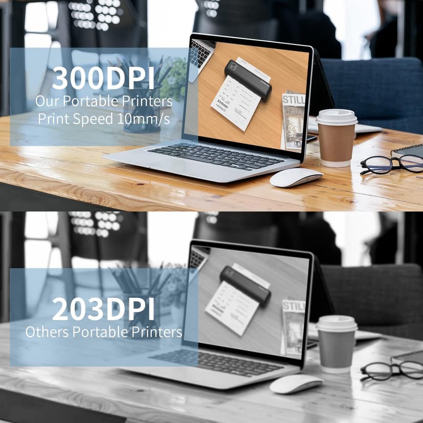 Rongta Portable Printer Wireless for Travel, F82 Inkless Bluetooth Thermal Printers, Compatible with iOS, Android, Laptop, Support 8.5"x11" US Letter&A4 for Office, Home, Car (Black)